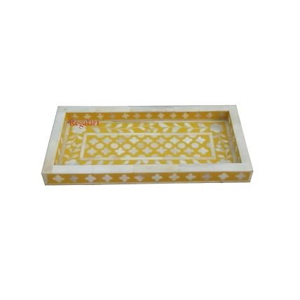 Handmade bone inlay kitchen serving tray floral pattern home decor art-W 30  X D 15 X H 2.5-3