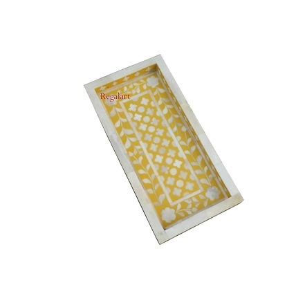 Handmade bone inlay kitchen serving tray floral pattern home decor art-12517138