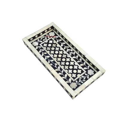 Bone Inlay Kitchen Serving Tray Handcrafted Home Decor Gift breakfast tray, coffee table tray-W 30  X D 15 X H 2.5-4