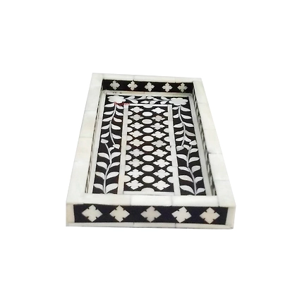 Bone Inlay Kitchen Serving Tray Handcrafted Home Decor Gift breakfast tray, coffee table tray-W 30  X D 15 X H 2.5-2
