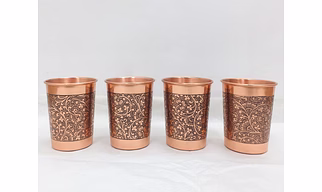 High Quality Pure Copper tumbler Glasses in Etching Antique Finishing