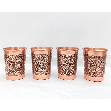 High Quality Pure Copper tumbler Glasses in Etching Antique Finishing-12668899