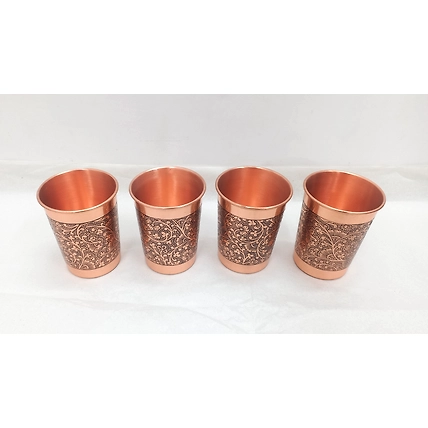 High Quality Pure Copper tumbler Glasses in Etching Antique Finishing-1