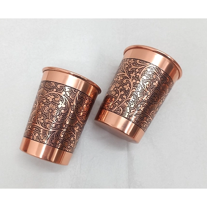 High Quality Pure Copper tumbler Glasses in Etching Antique Finishing-3