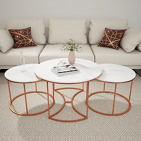 High Quality Handcrafted Metal Frame Coffee table with Marble Top
