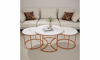 High Quality Handcrafted Metal Frame Coffee table with Marble Top