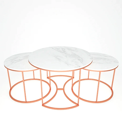 High Quality Handcrafted Metal Frame Coffee table with Marble Top-1