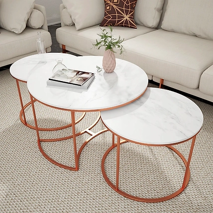 High Quality Handcrafted Metal Frame Coffee table with Marble Top-2