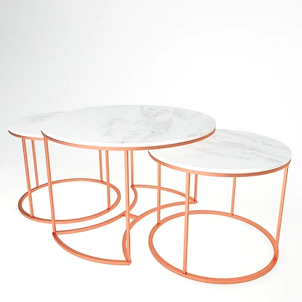 High Quality Handcrafted Metal Frame Coffee table with Marble Top-3