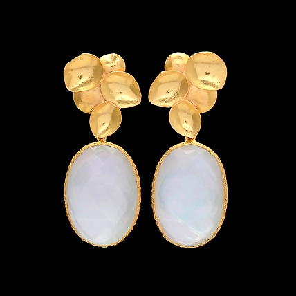 925 STERLING SILVER TURQUOISE DOUBLET EARRINGS GOLD PLATED-9