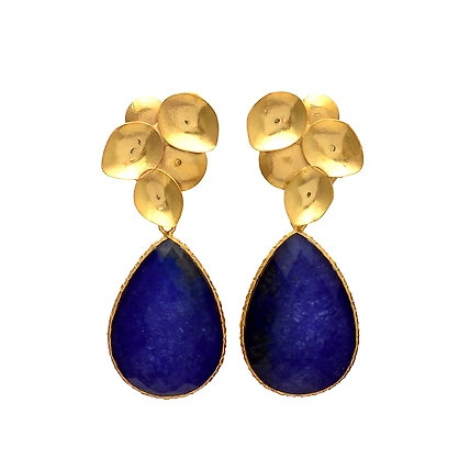 925 STERLING SILVER TURQUOISE DOUBLET EARRINGS GOLD PLATED-10