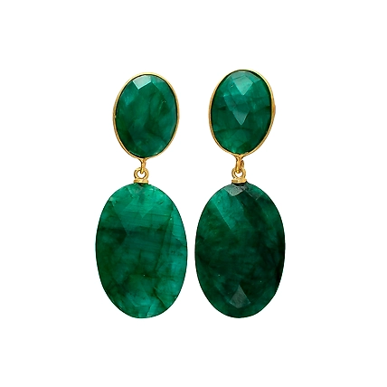 DYED EMERALD DROP EARRINGS-1