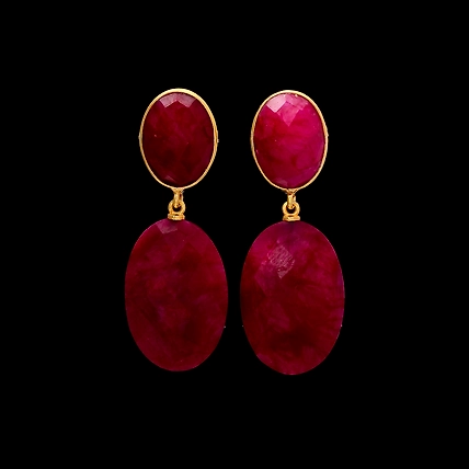 DYED EMERALD DROP EARRINGS-3