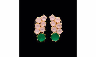 GREEN ONYX & ROSE CHALCEDONY EARRINGS