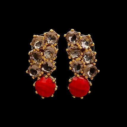 GREEN ONYX &amp; ROSE CHALCEDONY EARRINGS-2