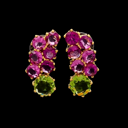 GREEN ONYX &amp; ROSE CHALCEDONY EARRINGS-3