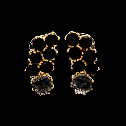 GREEN ONYX &amp; ROSE CHALCEDONY EARRINGS-4