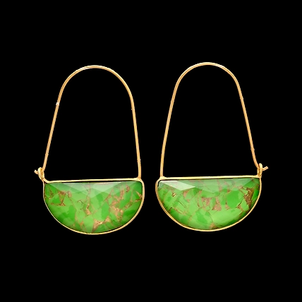 GREEN TURQUOISE DOUBLETS DANGLE EARRINGS-12498004