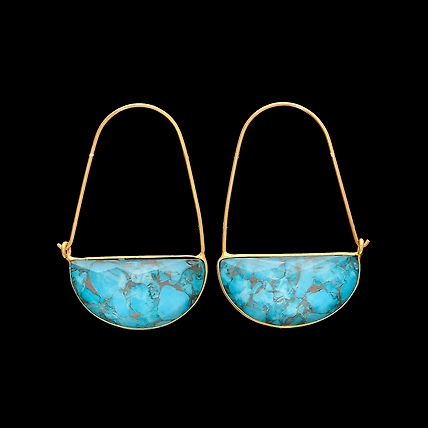 GREEN TURQUOISE DOUBLETS DANGLE EARRINGS-1