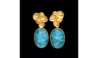 925 STERLING SILVER TURQUOISE DOUBLET EARRINGS GOLD PLATED