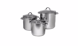 SET OF 3PC STOCKPOT WITH GLASS LID