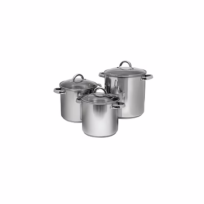 set of 3pc stockpot with glass lid