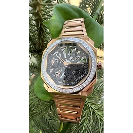 BAVALGARI OCTA Finissimo ROSE GOLD WATCH Bvlgari Octo Finissimo Diamond Bezel Watch