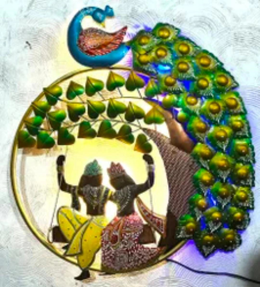 PEACOCK WITH RADHA KRISHNA WALL DECOR-2