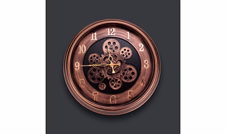 Copper Retro Moveing Gears Wall Clock 41cm x 41cm