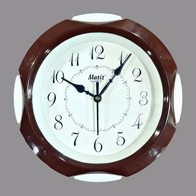 brown round wall clock 21cm x 21cm
