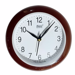 brown round wall clock 18cm x 18cm