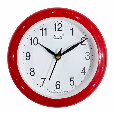 red round wall clock 18cm x 18cm