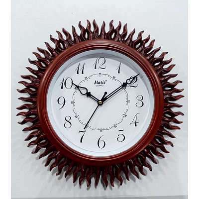 brown round wall clock 33cm x 33cm