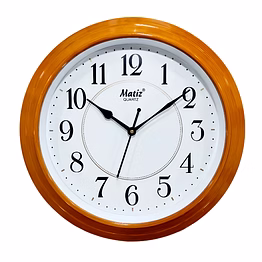 light brown round wall clock 33cm x 33cm