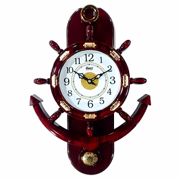 brown pendulum wall clock 37cm x 23cm