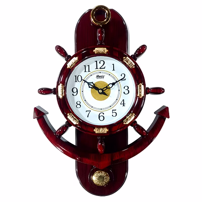 brown pendulum wall clock 37cm x 23cm