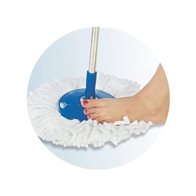 Spin Floor Cleaning Mop | Mop Handle Stick with Microfiber Head Refill Stainless Steel Without Bucket-3