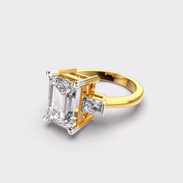 1.20 carat emerald baguette lab grown diamond ring