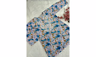Mul Mul Printed Chikankari Embroidered Short Top