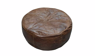 Authentic Round Indian Leather Pouf
