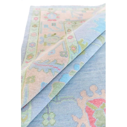 Hand Knotted Wool Rugs | Sky Blue Accent 8x10 Modern Oushak Rug| Handmade Farmhouse Oushak Rug| Made To Order-1