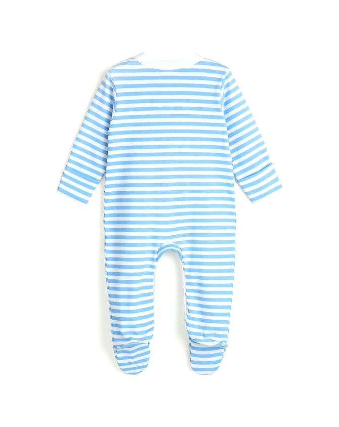 BLUE STRIPED FARMLAND BOYS SLEEPSUIT-0-3M-1