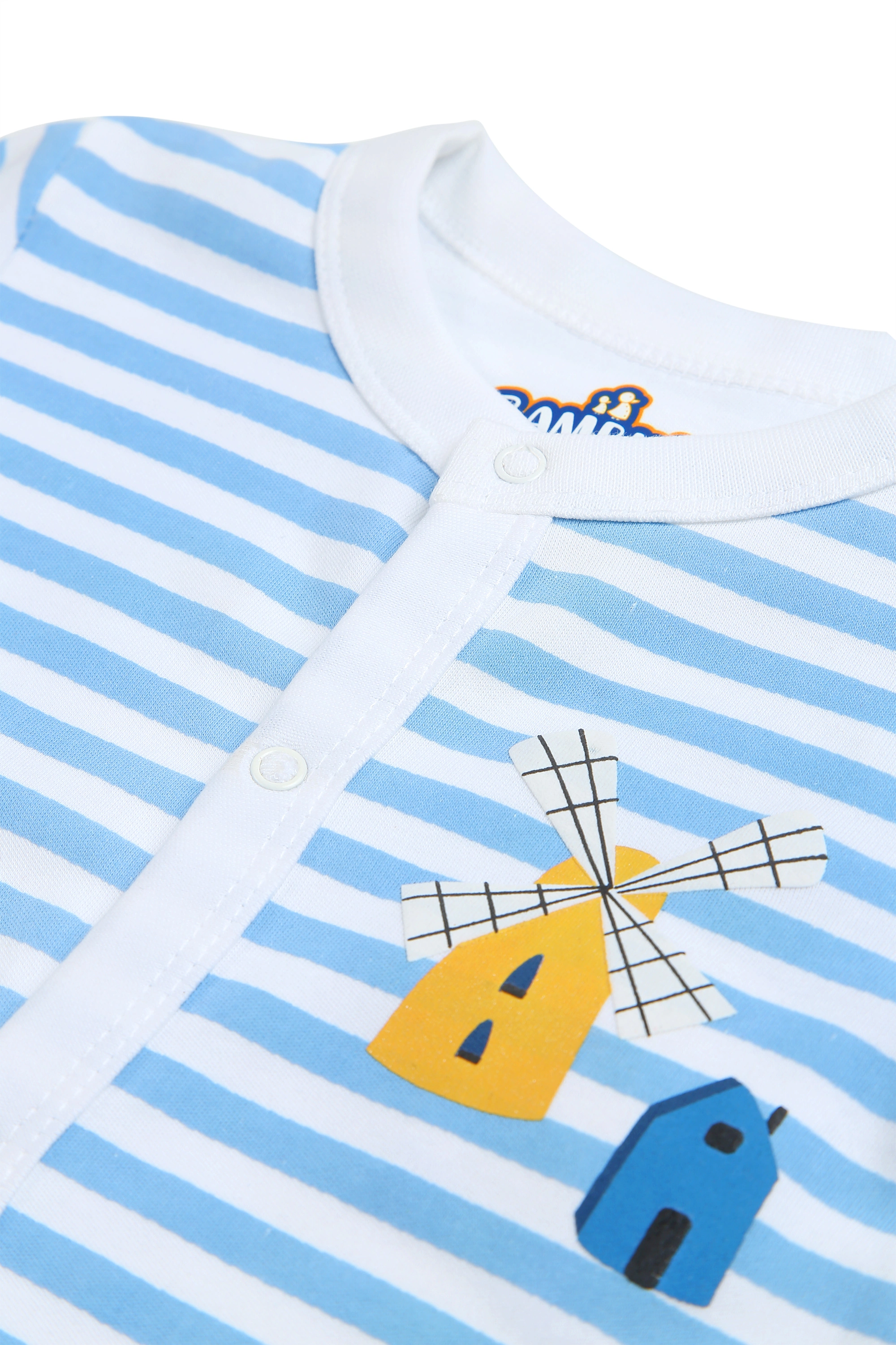 BLUE STRIPED FARMLAND BOYS SLEEPSUIT-0-3M-2