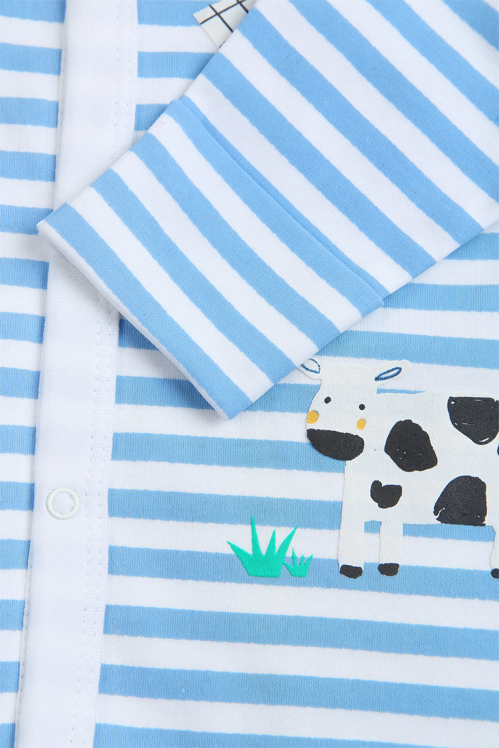 BLUE STRIPED FARMLAND BOYS SLEEPSUIT-0-3M-3