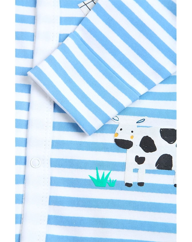 BLUE STRIPED FARMLAND BOYS SLEEPSUIT-0-3M-3