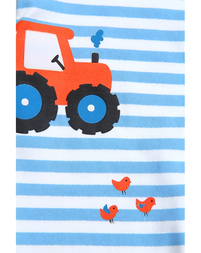 BLUE STRIPED FARMLAND BOYS SLEEPSUIT-0-3M-4