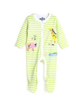 SUNNY LIME STRIPED BOYS SLEEPSUIT
