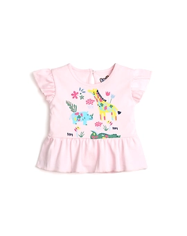 GIRLS PINK RUFFLE TSHIRT