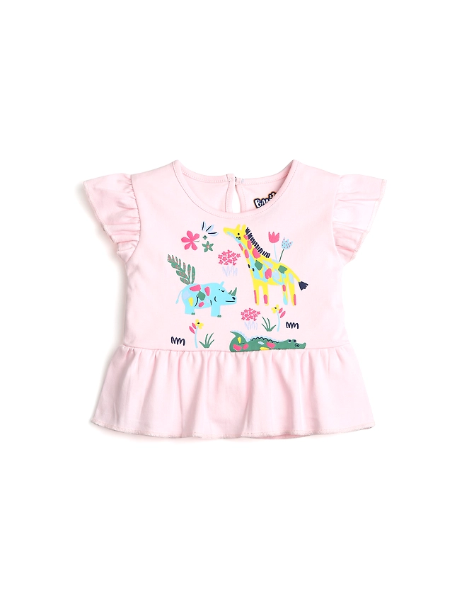 GIRLS PINK RUFFLE TSHIRT-5400897845622_3-6M