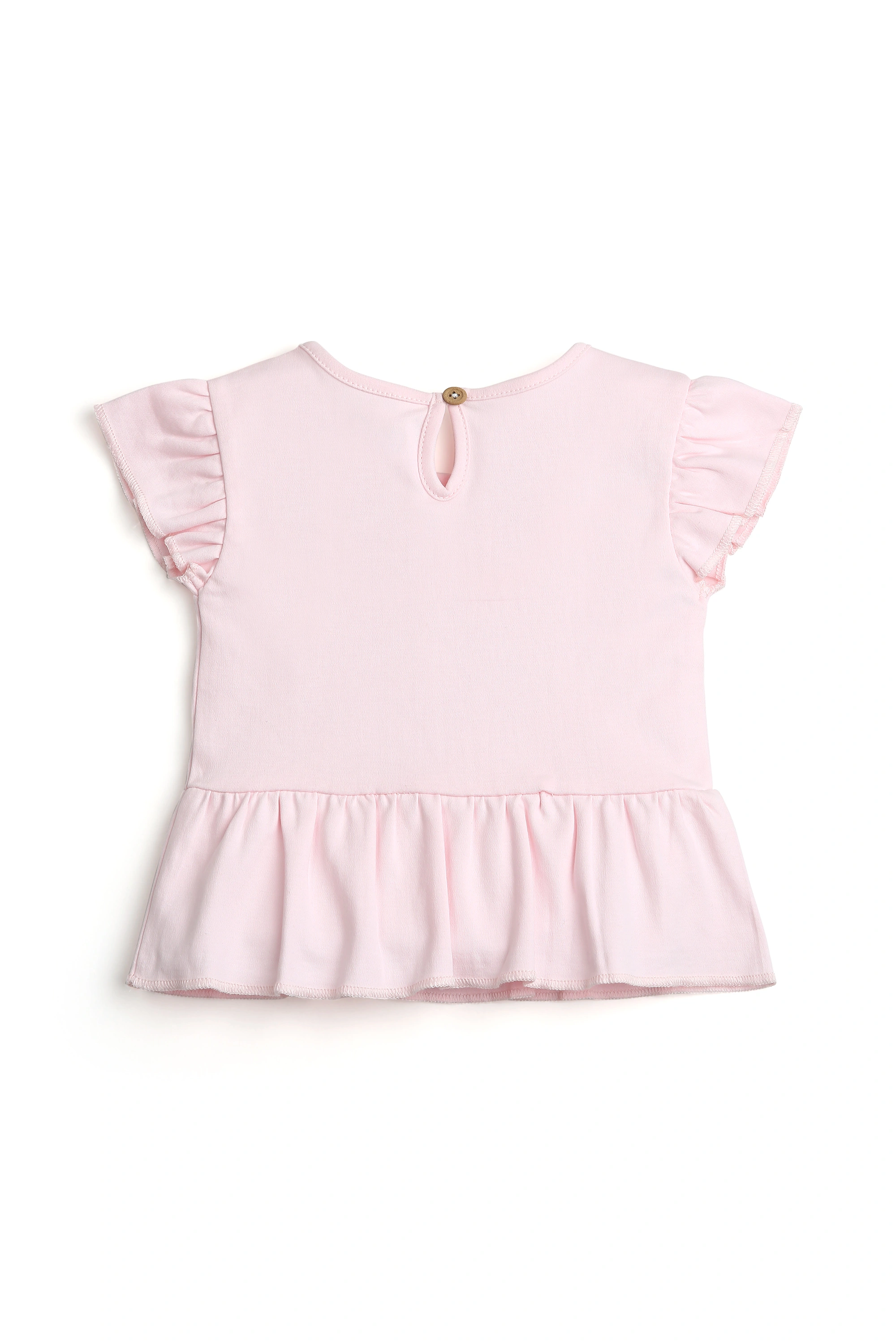 GIRLS PINK RUFFLE TSHIRT-3-6M-1